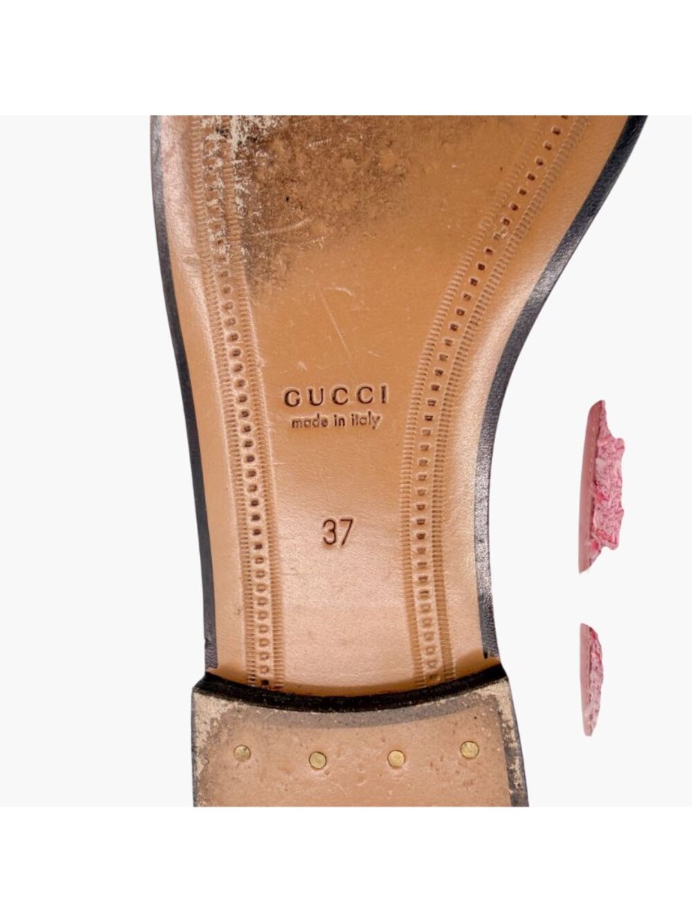 Gucci Jordaan Light Pink Tweed Horsebit Loafers Size 37 US 7 Women's Flats - Picture 13 of 15